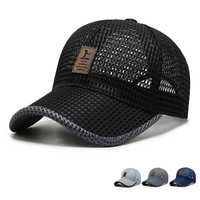 Lato Unisex mężczyźni wędkarstwo czapki baseballowe damskie oddychające siatkowe czapki z prostym daszkiem czarne czapki sportowe Casual Cap 1